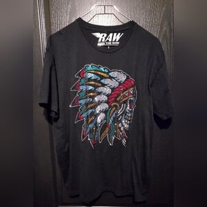 RAW Own the Now Indian Headdress Bling Rhinestone Tshirt